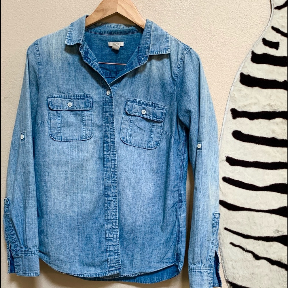 JCREW DISTRESSED DENIM SHIRT with long sleeves